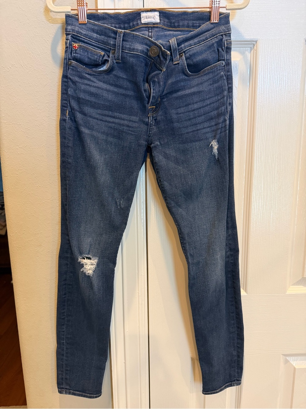 Hudson Jeans Dark Blue Skinny Jeans with Light Distressing